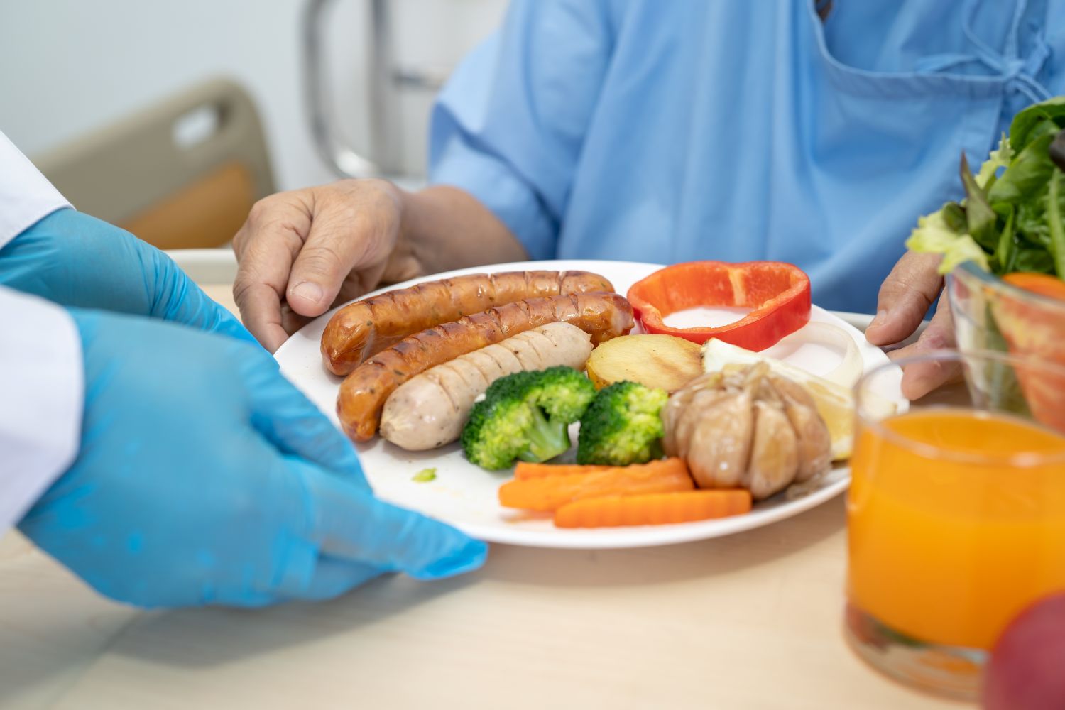 elderly woman eating medical food